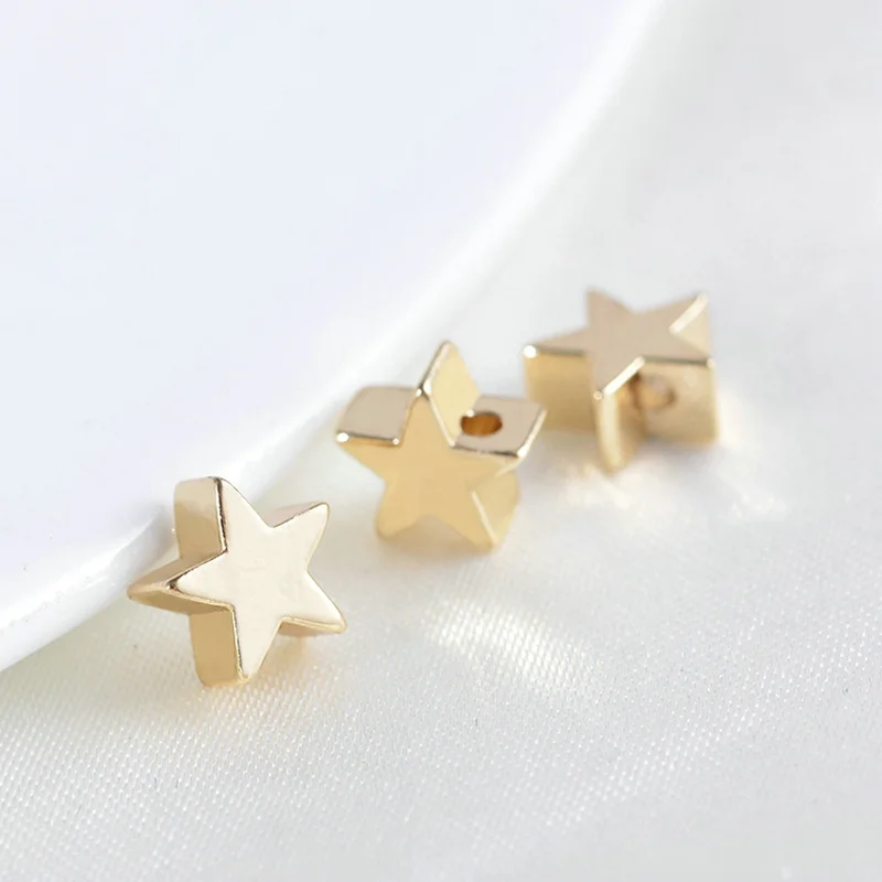

10PCS 6MM 8MM 24K Champagne Gold Color Brass Star Bracelets Spacer Beads High Quality Diy Jewelry Findings Accessories