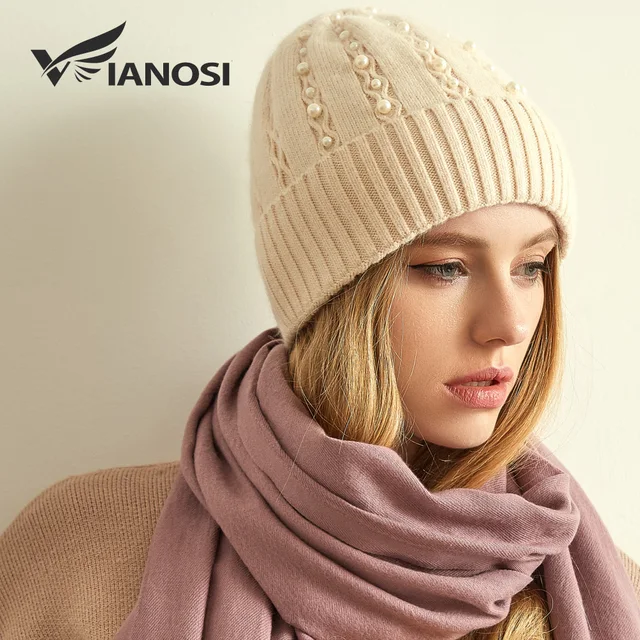 VIANOSI Women's Hats Female Wool Casual Winter Brand Gorros Mujer Invierno Thick Knitted Girls Skullies Beanies