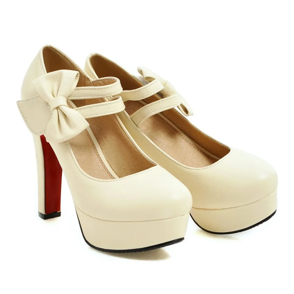 MORAZORA Fashion sweet high heels shoes 12cm shallow women pumps wedding shoes big size 34-47 platform shoes bowtie 13