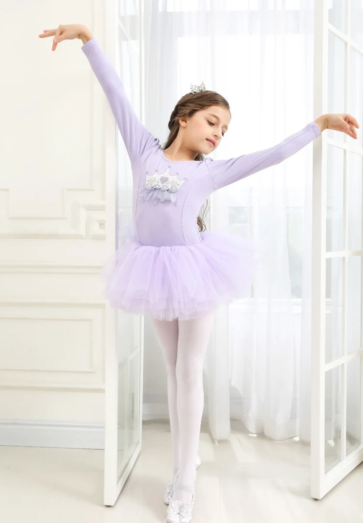 Балетное платье для девочек танцевальное платье леопардовое с длинным рукавом для балета, костюмы детская одежда для детей балетная пачка балерина трико для девочек