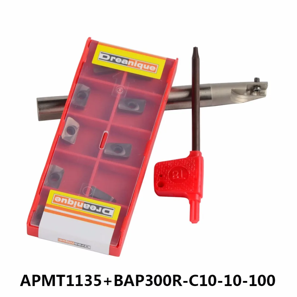 

1PC/BAP-300R-C10-10-100 with 10PCS/APMT1135 LENGTH 100 Milling tool holder face mill for cnc milling machine for insert APMT1135