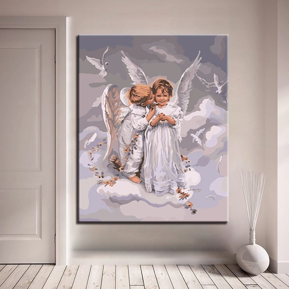 

Framework DIY Angel Figure Oil Painting By Numbers HandPainted Kits Coloring Canvas Pictures Home Decor For Living Room Wall Art