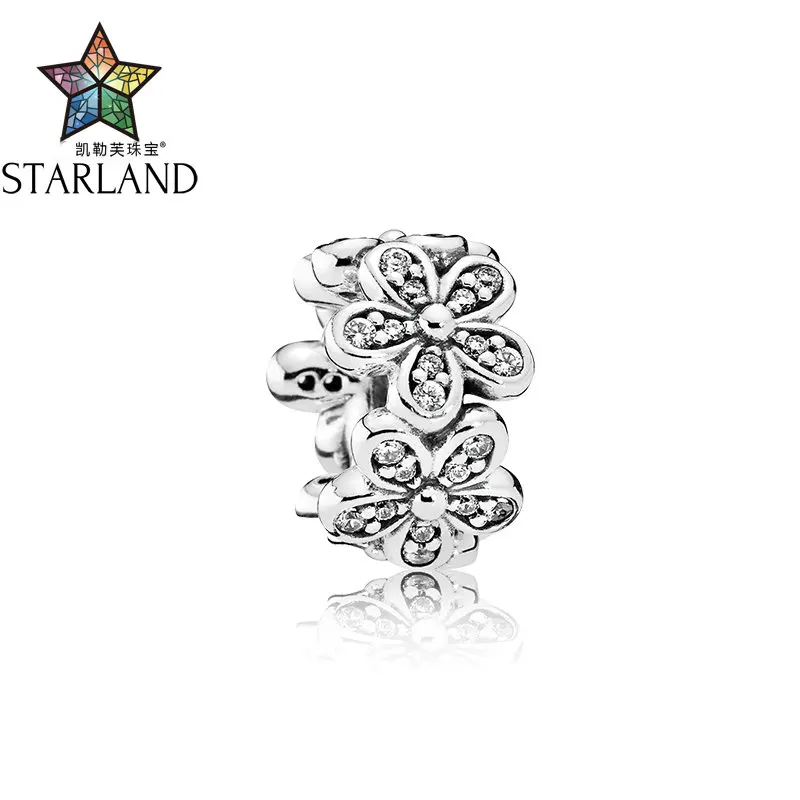 

Starland Fine 100% 925 Sterling Silver Dazzling Daisy Clear CZ Beads Fits Original Band Charms Bracelet Women DIY Jewelry Gifts