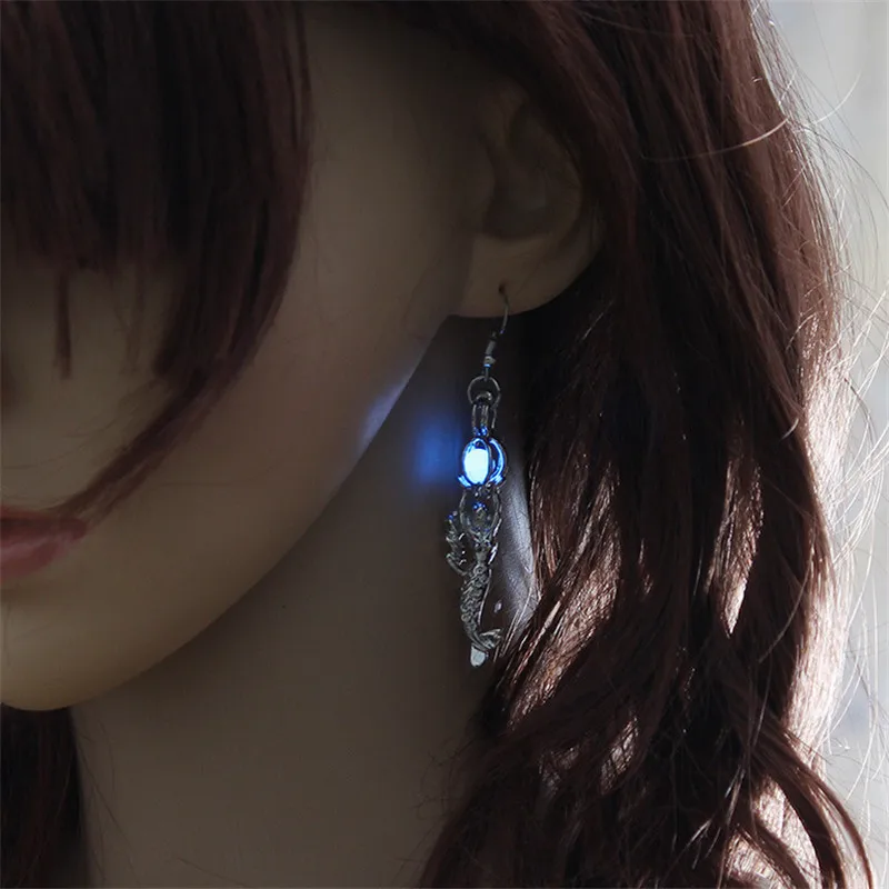 

Charm Fairy Mermaid Drop Earrings Luminous Jewelry Glowing In The Dark Vintage Silver Color Earring Gift For Women Wholesale