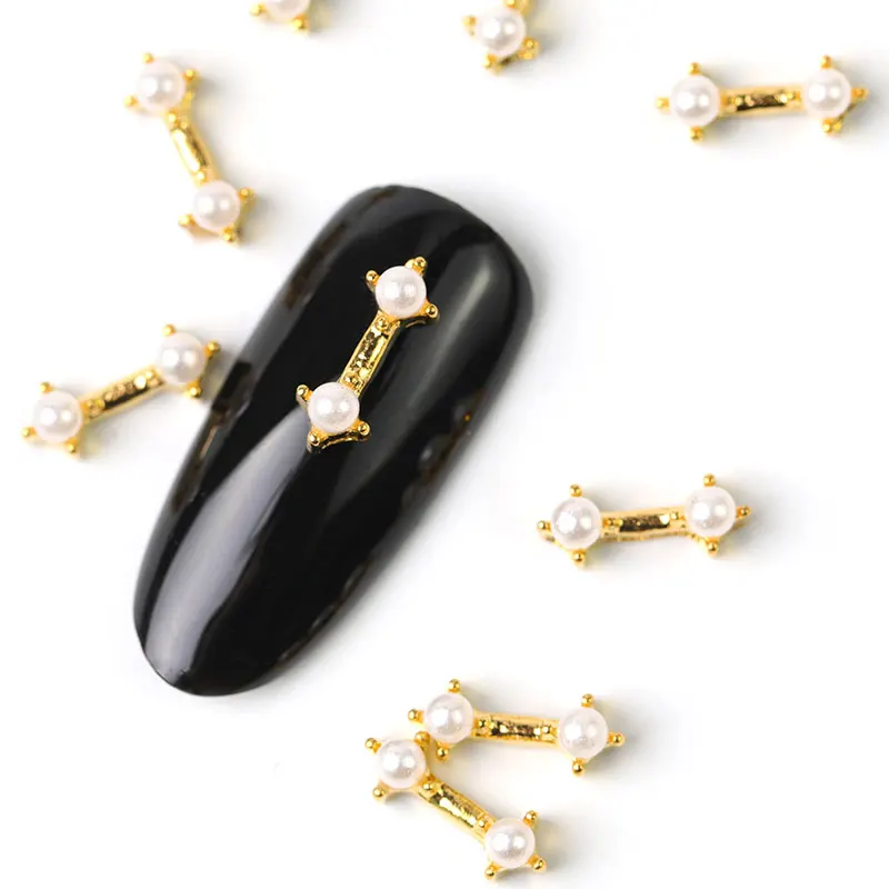 

2019 new 10 pieces crystal bright pearl nail rhinestone alloy Nail Art decorations glitter DIY 3D Pearl nail jewelry pendant