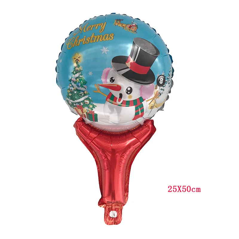 50 шт./лот Санта Клаус Снеговик ручной палки Фольга Воздушный шар Рождество вечерние день серии украшения Воздушные шары Детские игрушки