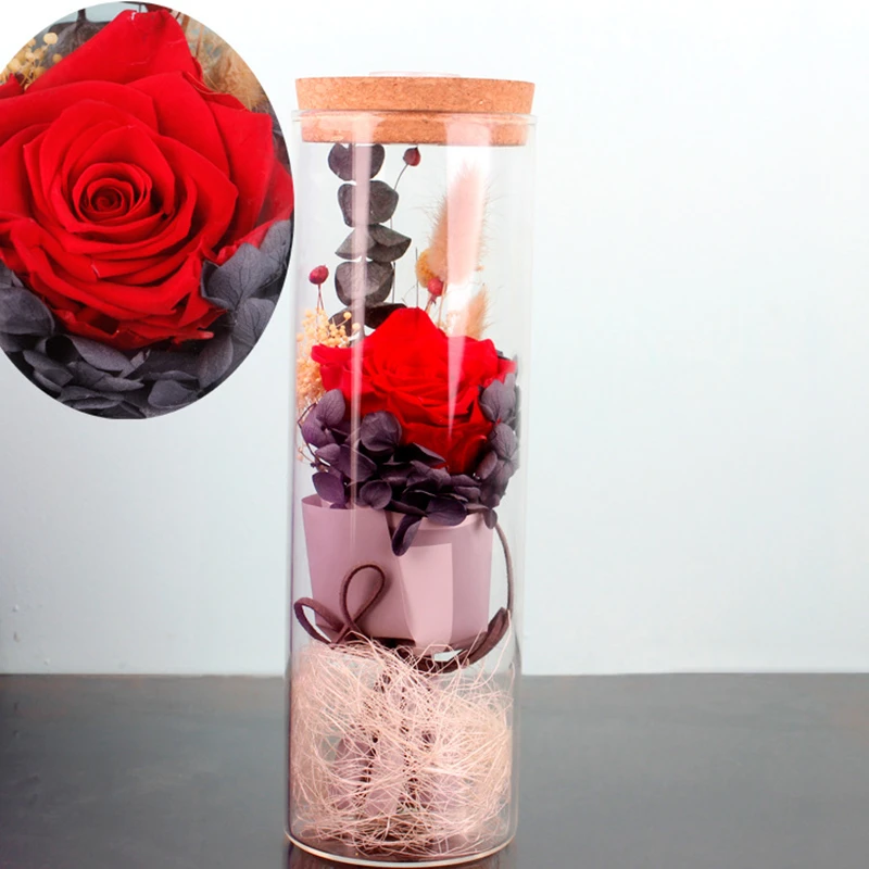 JAROWN 영원한 꽃 소원 병 비누 장미 다채로운 빛나는 크리 에이 티브 유리 병 크리스마스 선물 웨딩 파티 장식 (15)