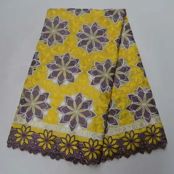 

Latest African Organza Lace Fabric 2018 High Quality Swiss Voile Lace with Stones Yellow Color Embroidered Nigerian Lace Fabric