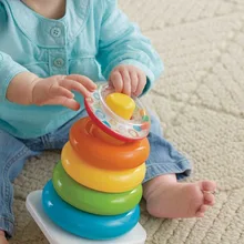 Игрушки для малышей от 0 до 36 месяцев, обучающая игрушка-погремушка в виде гнезда радужной башни, обучающая блестящая основа, рок-а-стек