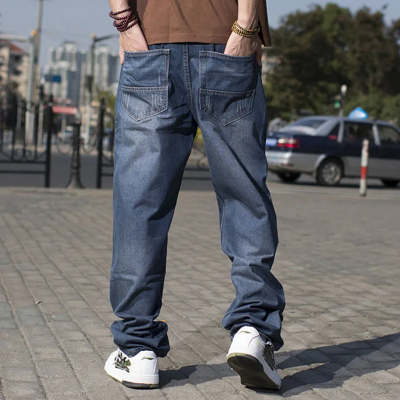 Hot Sale Hip Hop Baggy Jeans For Men Skateboard Pants New Brand Large Size Blue Jeans Hombre Plus Size 38 40 42 44 46 