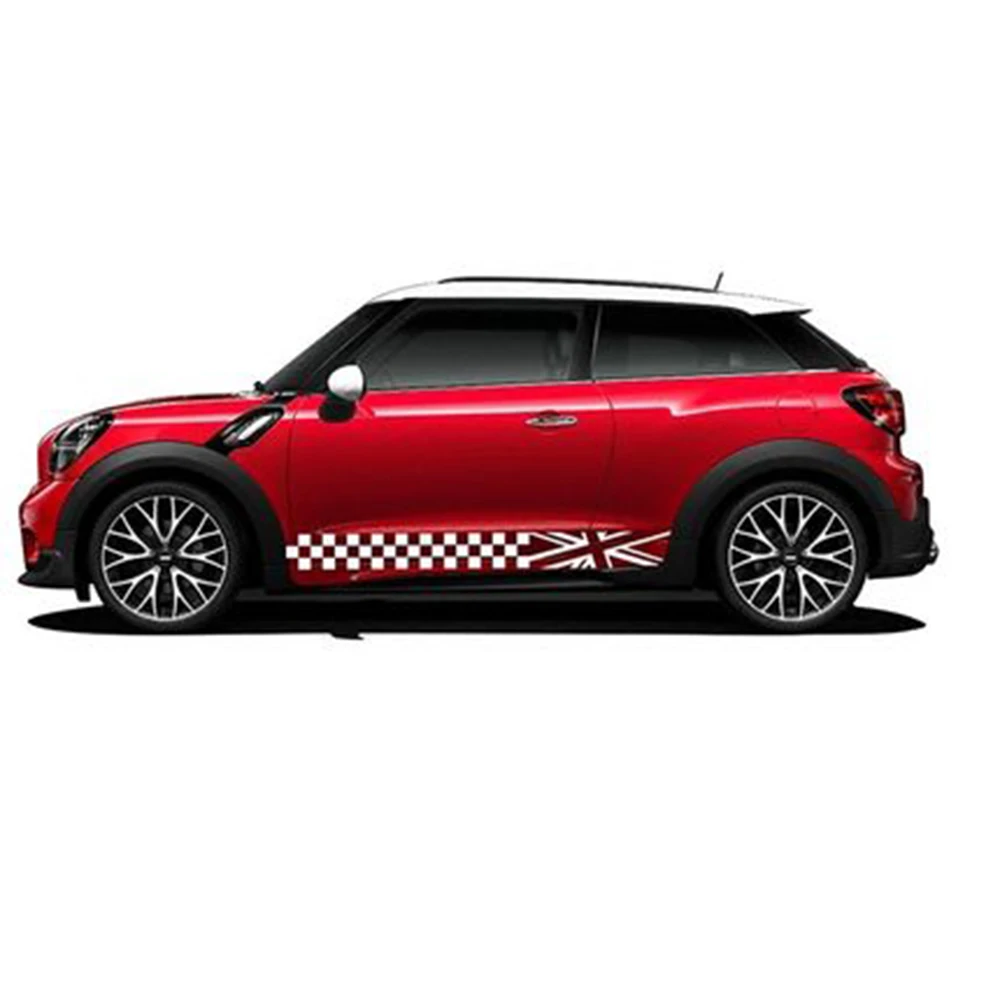 Checker Car Door Side Waist Line Sticker Decal For Mini Cooper S JCW One F54 F55 F56 F60 R55 R56 R60 R61 Car-Styling Accessories