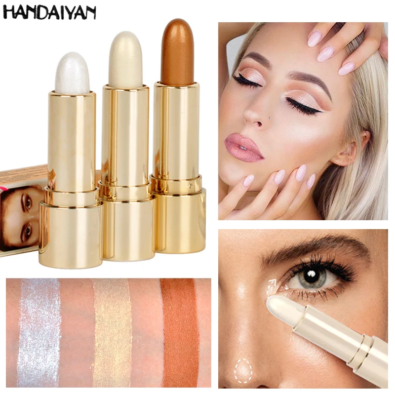 

Glitter Pigments Face Glow Brighten Stick Base Makeup Concealer Oil-control Face Bronzer Highlighter Contour Pen