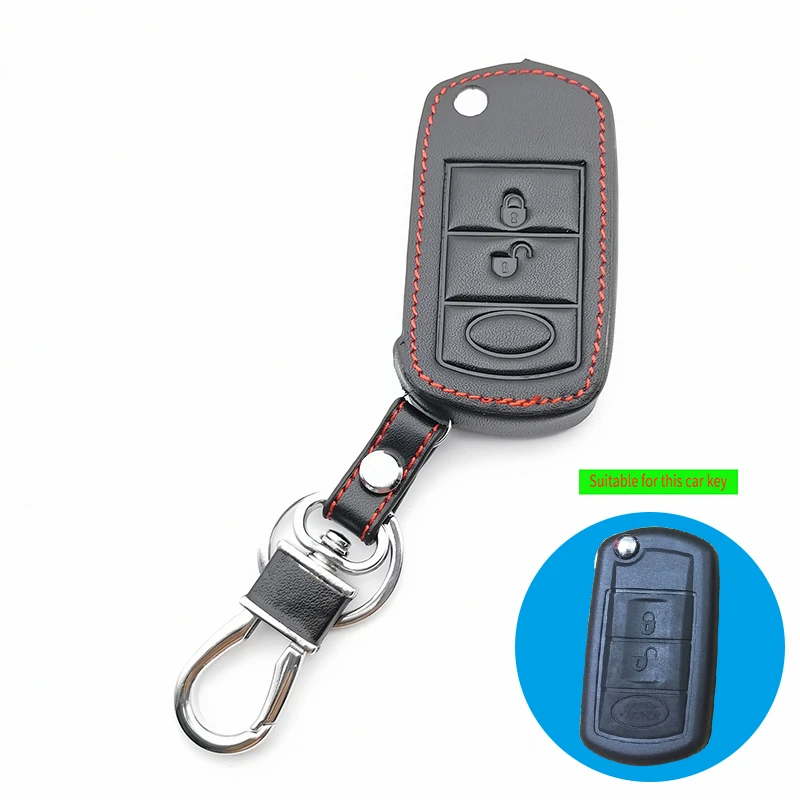 

Leather Car key Cover for LAND ROVER Range Rover Sport LR3 Discovery Folding Flip Remote Key Case Fob 3 Button Protect