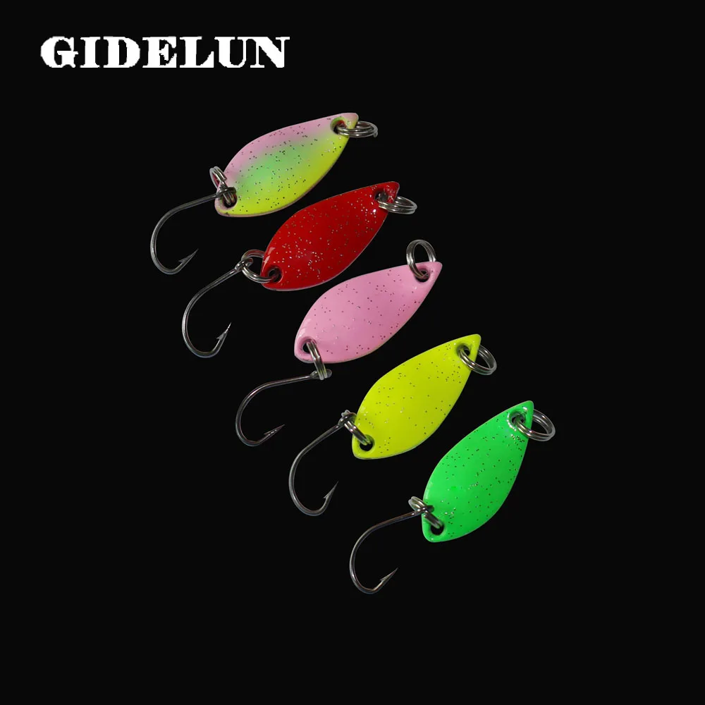 

hot selling free shipping 2.9cm 3.5g/5g two sides painted spoon fishing lure 10pcs mixed colors swimbait trout lure artificial
