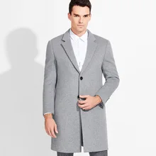 Бренд высокого качества весенне-осенний мужской тонкий однобортный Повседневный серый стиль для отдыха Длинный плащ Мужская ветровка