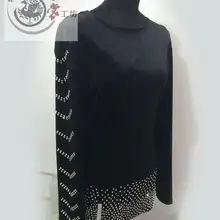 Новые мужские туфли для латинских танцев костюмы Длинные рукава со стразами туфли для латинских танцев, бархатная верхняя одежда, для мужчин, конкурс латиноамериканских танцев рубашки S-4XL LD-123