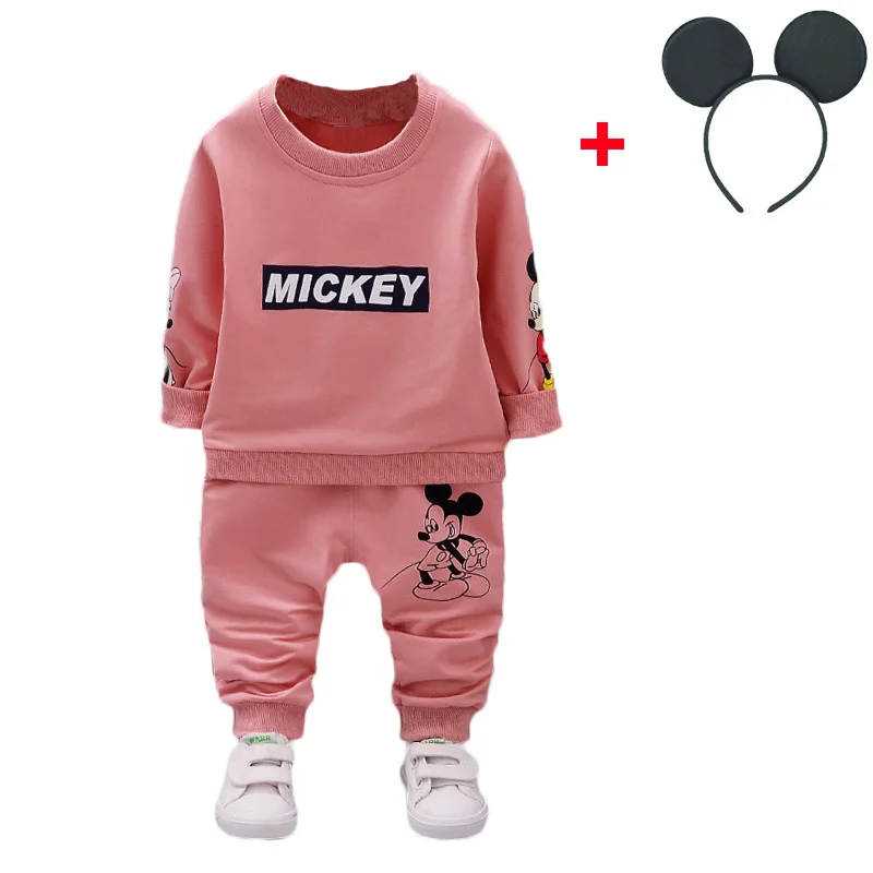 Disney Минни Микки Замороженные Рождество для маленьких девочек и мальчиков комплект одежды с длинным рукавом маленький узор Топ Брюки новорожденн - Цвет: Set And Accessories