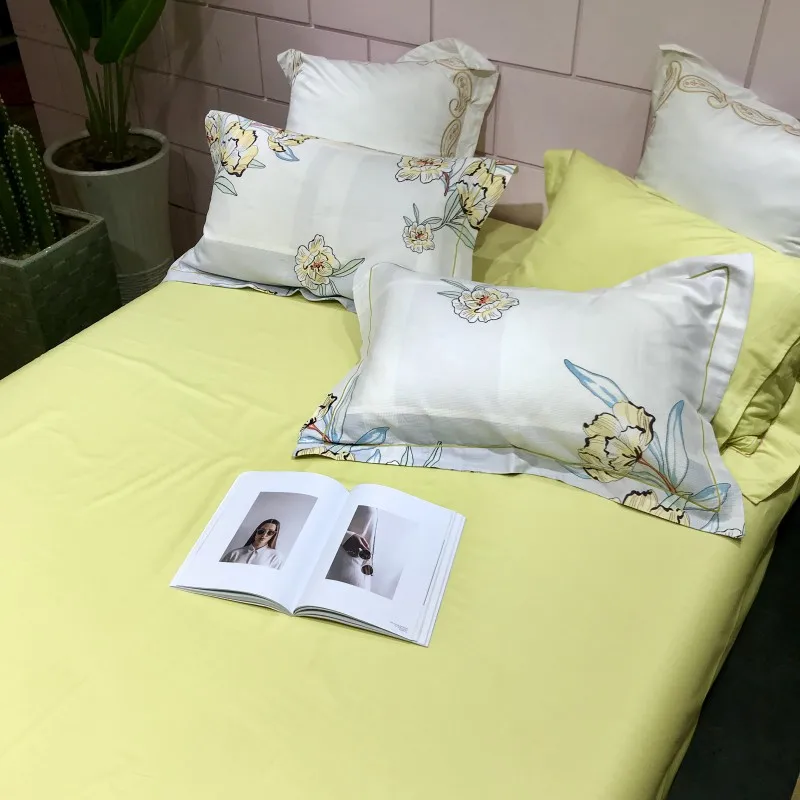 Waliicorners 4pcs Collection Floral print Duvet cover 100%Cotton Soft Bedding Set queen size king Bed sheets or fitted sheet pillow shams 26 IMG_6676