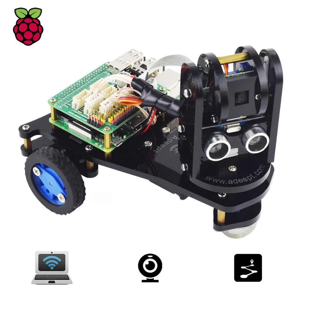 Adeept PiCar-беспроводной WiFi 3WD умный робот автомобильный комплект для Raspberry Pi 3 Model B+/B/2B, передача видео в режиме реального времени