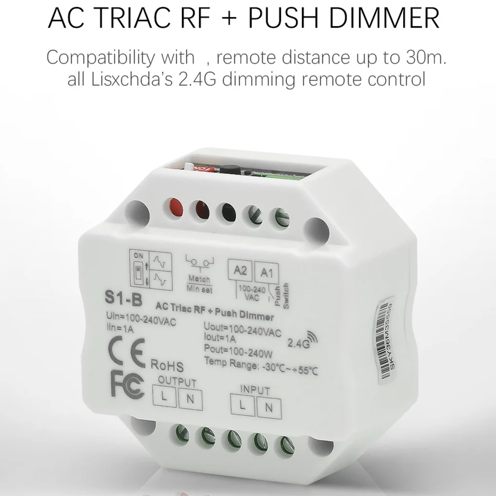 Симистор светодиодный диммер 100-240VAC Беспроводной РЧ с регулируемой яркостью кнопочный переключатель 2,4G пульт дистанционного управления один Цвет светодиодный лампы диммер