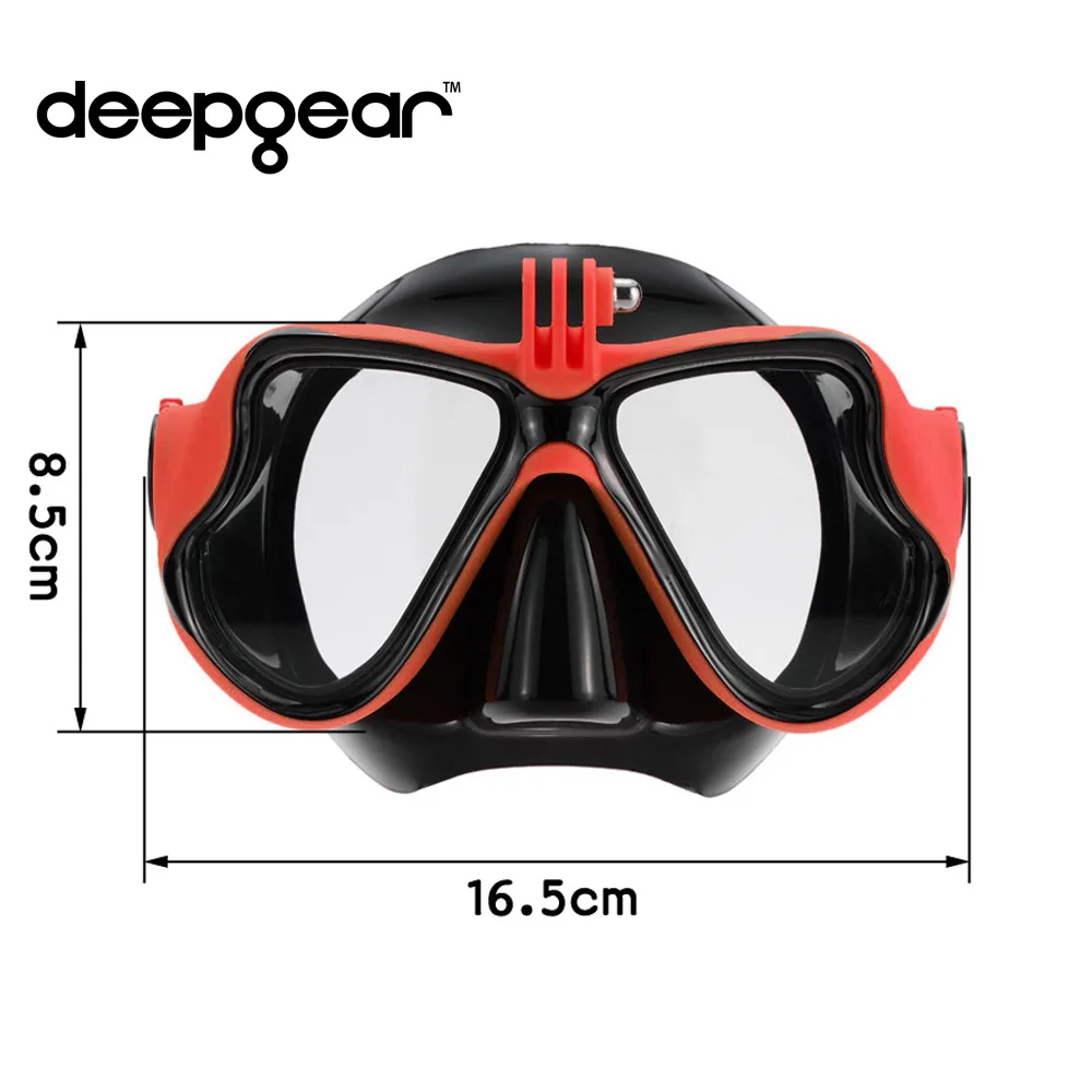 Deepgear черный силиконовый близорукие Дайвинг Маска Закаленное стекло маска для плавания Неустранимые Крепление камеры Маска Xiaomi взрослых подводное маски