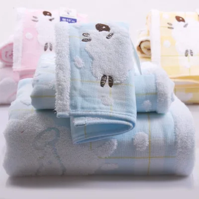 Детский хлопковый комплект полотенец с рисунком овечки, 3 предмета, банное полотенце для рук, Пляжное розовое полотенце с вышивкой, семейный подарок для взрослых,, FG452 - Цвет: 2