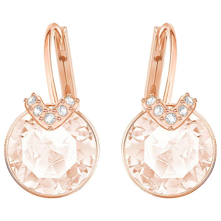 Серебряные серьги для женщин Twinkle Mini-V форма маленький камень Bella бурение лаконичные серьги для ногтей новые ювелирные изделия - Окраска металла: Pink stone