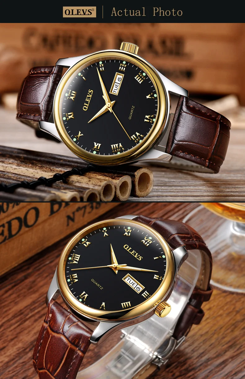 Роскошные Брендовые мужские часы OLEVS с отображением недели, мужские кварцевые часы с датой, мужские повседневные наручные часы из нержавеющей стали, мужские часы