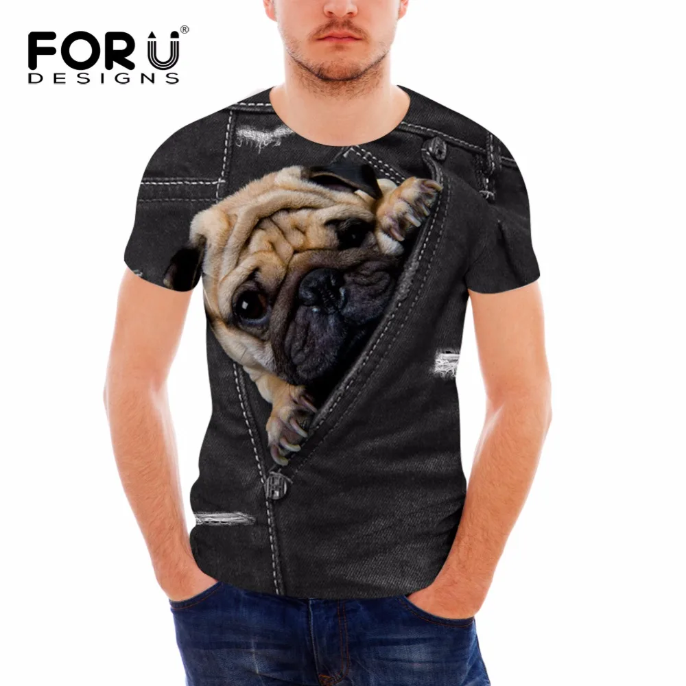 FORUDESIGNS/забавные черные мужские футболки с объемным имитацией джинсового кармана