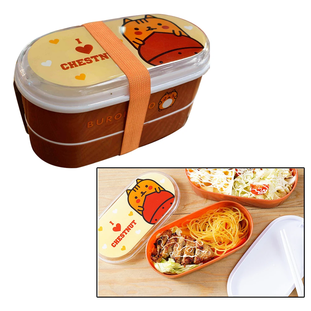 IVYSHION пластиковая мультяшная коробка Bento контейнер для еды Студенческая герметичная коробка для обеда Милая двухслойная посуда коробка для хранения еды
