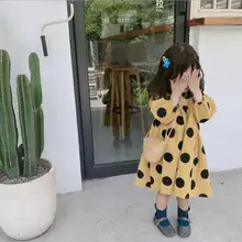 Г. Платье в горошек для девочек в Корейском стиле Модные осенние платья для девочек pvлет PV923