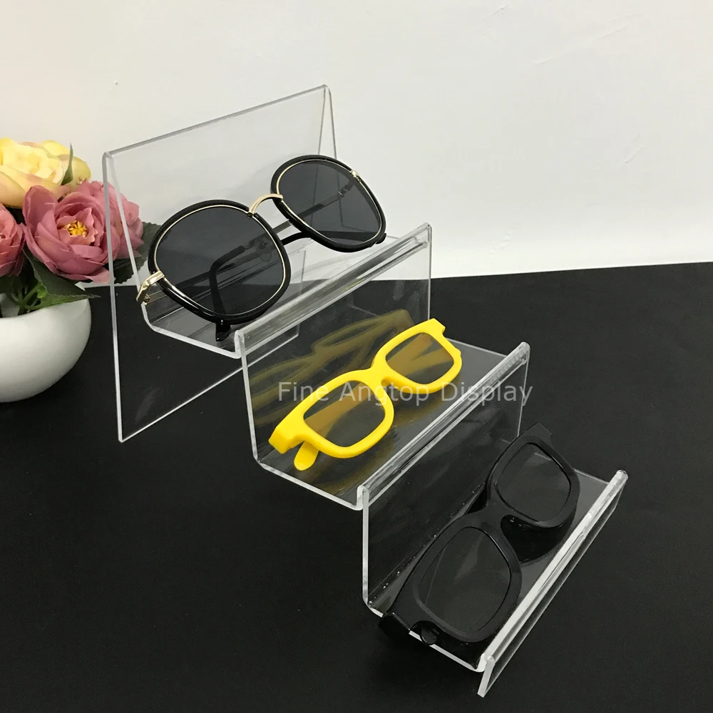 Desktop Jewelry Organizer Stand 3 Pair Acrylic Sunglasses Eyeglass Glasses Optical Frame Rack Display Holder Rack Jewelry Packaging