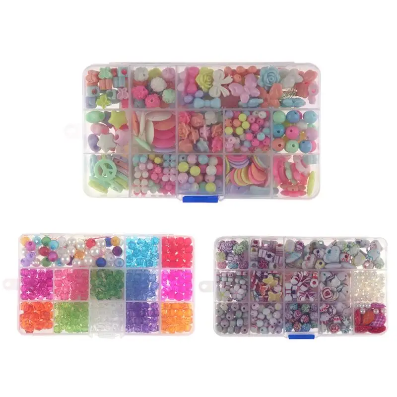 15 Cells Assorted Beads Kit Bracelet Block Toys DIY Beads Toys For