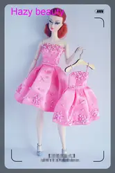 Туманно платье красоты куклы ручной работы темно-розовое платье для 1:6 куклы bbi339