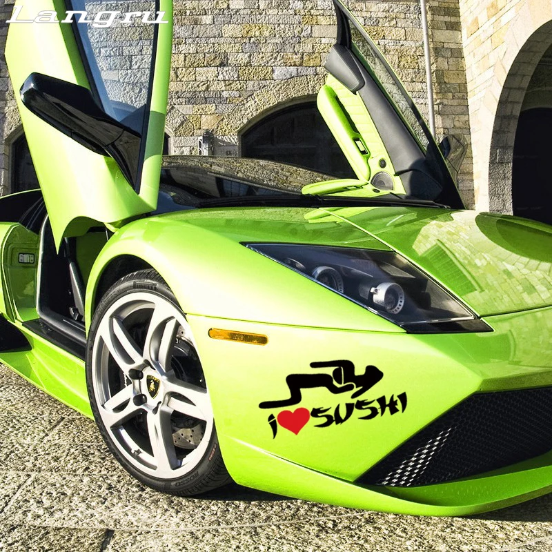 Langru новый дизайн I Heart Sushi Love Srticker Забавный автомобильный Стайлинг мотоцикл