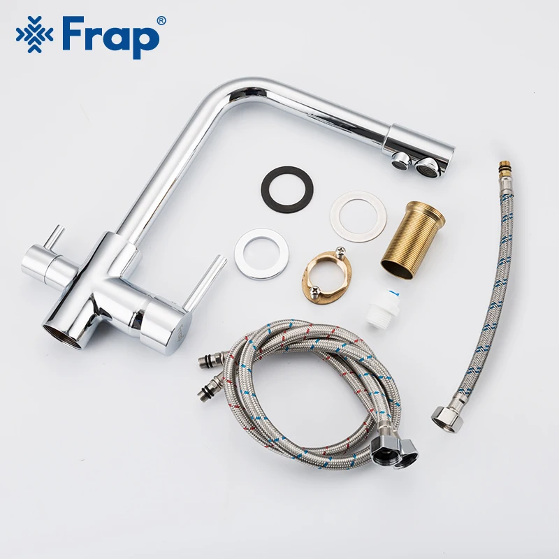 Frap chrome Кухня Раковина кран 360 градусов вращения с очистки воды особенности три