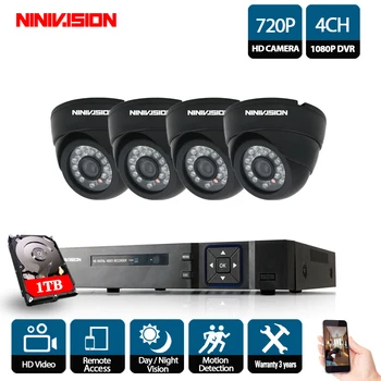 

4CH Full AHD 1080P /720P 2000TVL Camera CCTV Surveillance DVR Security System P2P Cloud Onvif DVR+ 4PCS CCTV Camera Night Vision