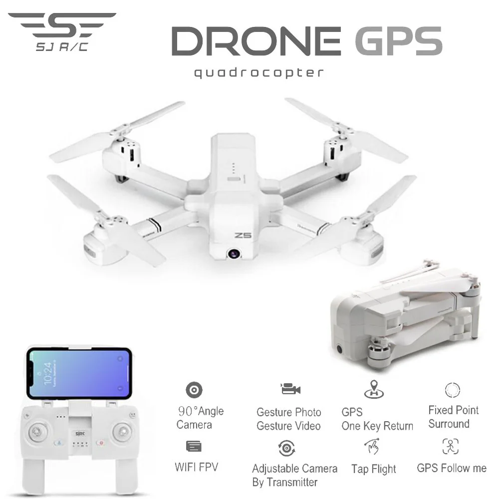 SJRC Z5 RC Дрон Профессиональный gps RTF 5G WiFi FPV 1080P камера с gps режим следования за мной RC Квадрокоптер vs XS809 B5W JJPRO X5 F11