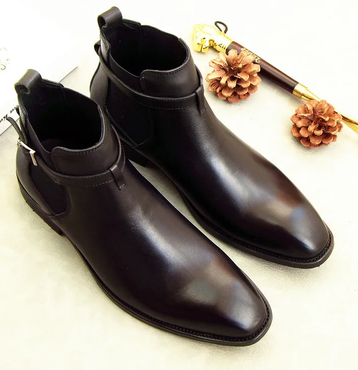 Осенне-зимняя новая модная мужская кожаная обувь мужские деловые туфли с высоким