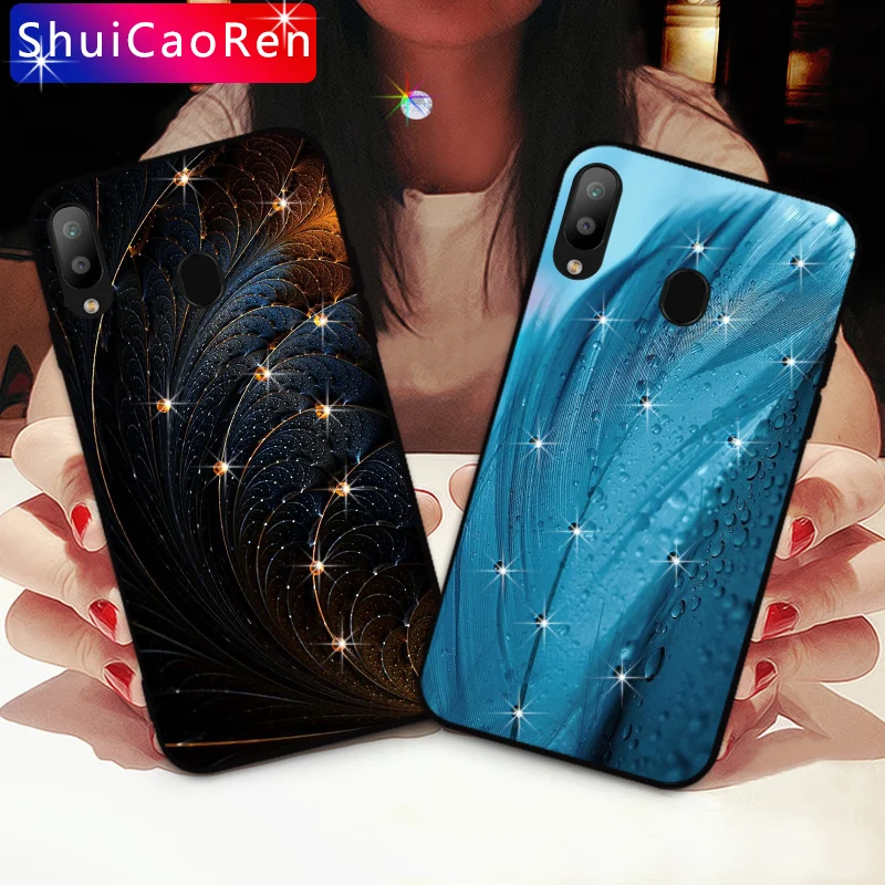 Роскошные силиконовые чехлы для Samsung Galaxy M10 M20 M30 Блестящий Алмазный чехол задняя