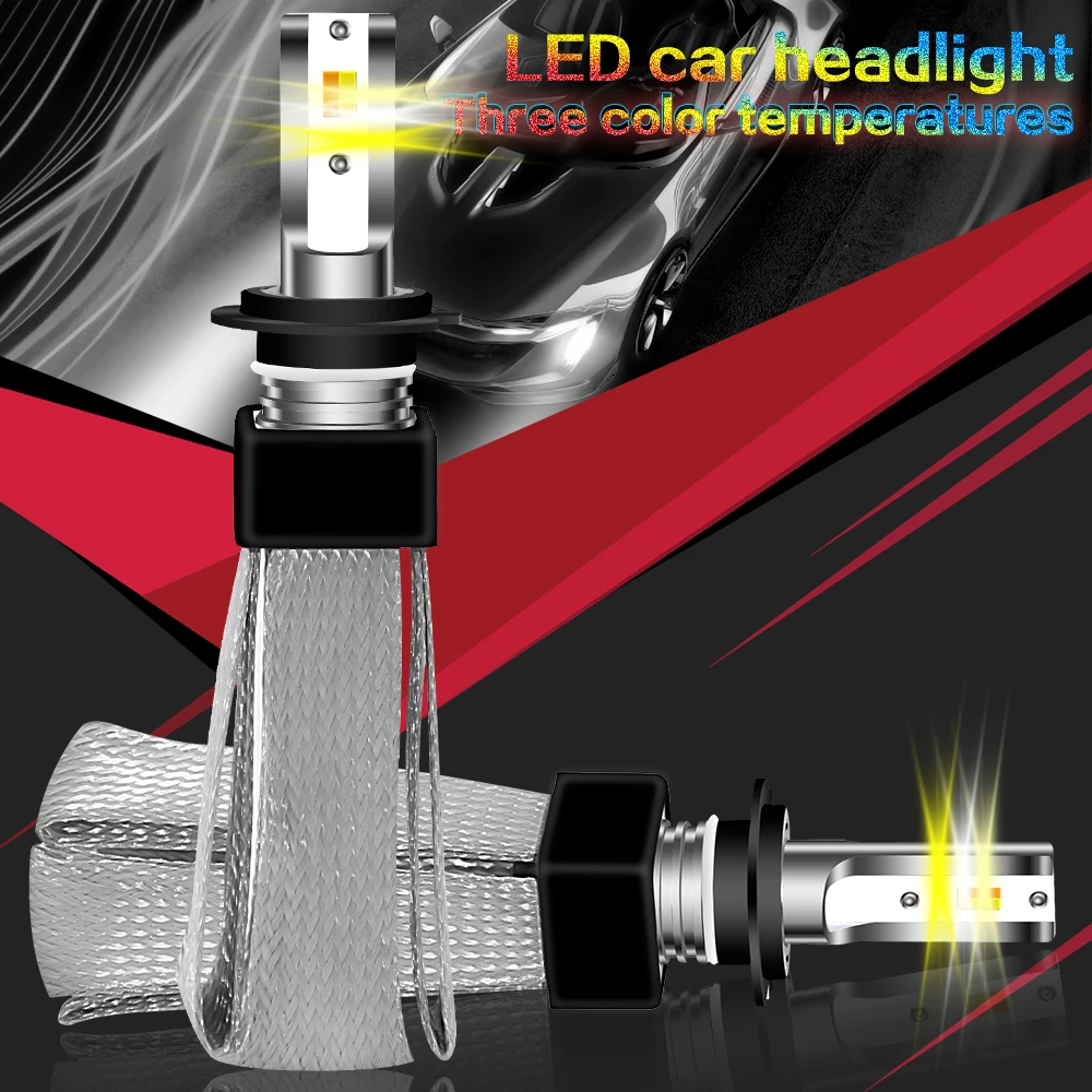 2x CSP Car LED Headlight Kit 9005 9006 H1 H7 H11 H4 Headlights Bulbs 72W 8000LM 3000K/4300K/6000K Three Color | Автомобили и