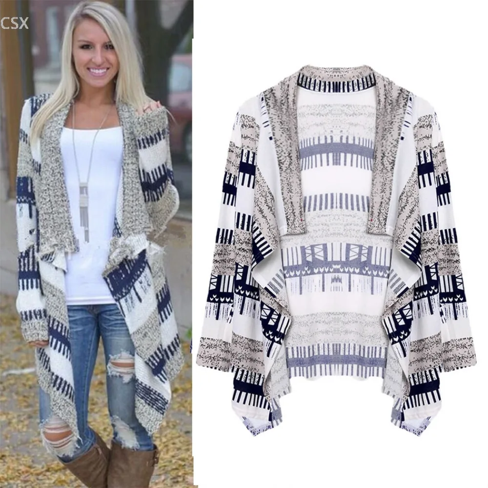 MwOiiOwM Рождественский подарок для женщин Кардиган с длинным рукавом асимметричные, геометрической формы подол Спереди открытая трикотажная одежда женская одежда