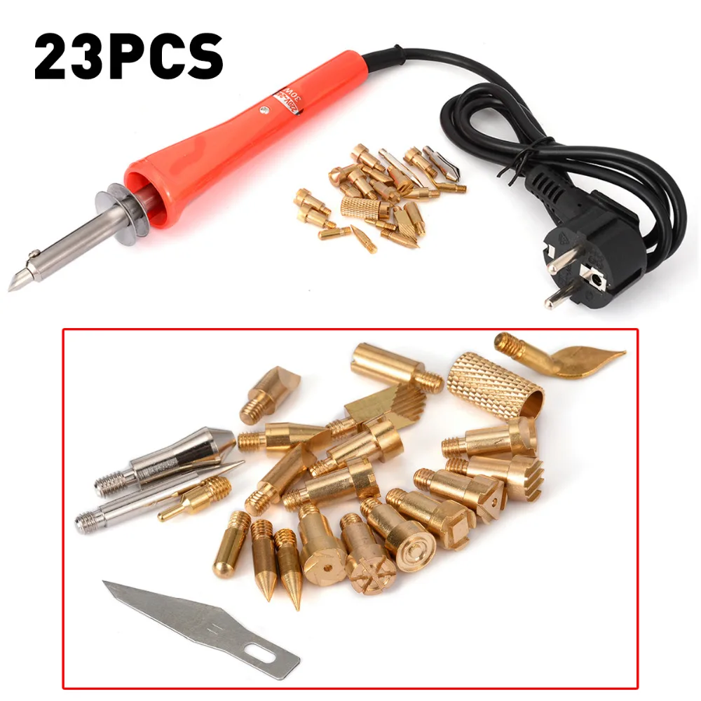 

23pcs Woodburning Pen Set Wood Burning Soldering Iron Pen Pyrography Tool Kit with Tips 230V 30W For Power Tool