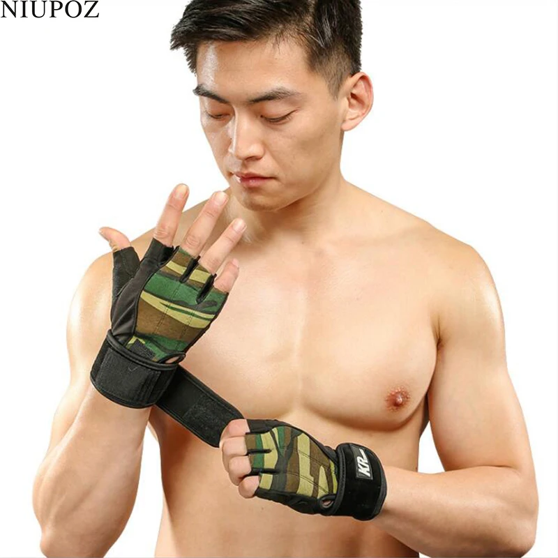 New Half Finger Sports Gloves Gym Dumbbell Weightlifting Fitness Gloves Exercise Palm Leather Luvas Guantes G112