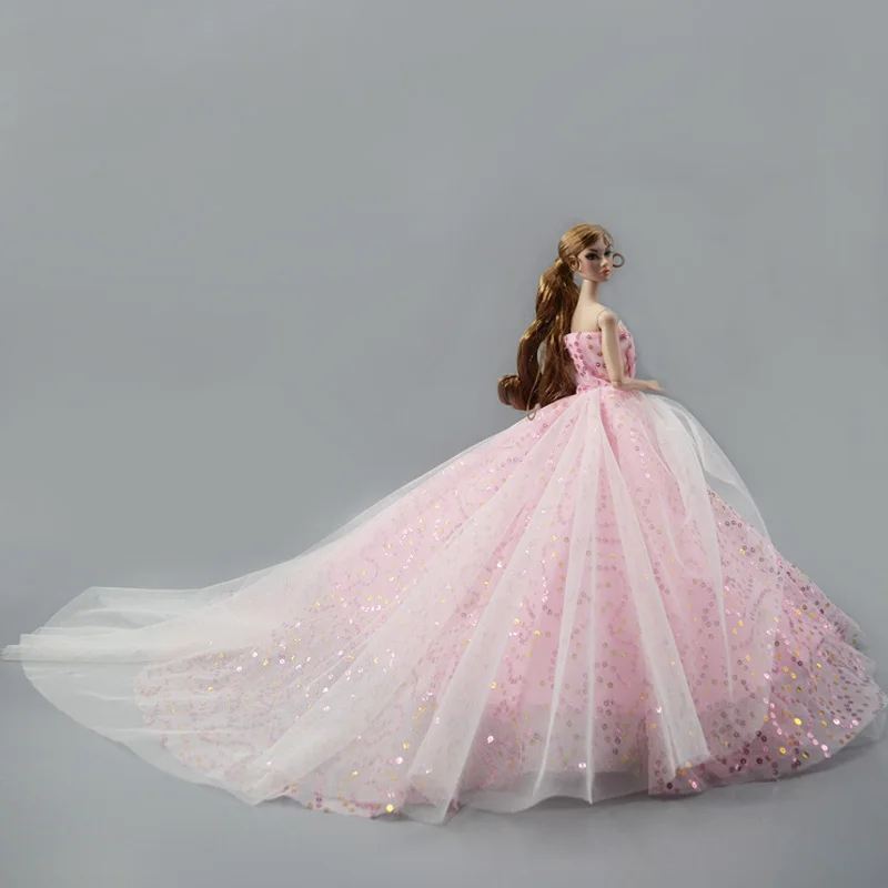 Ограниченное свадебное платье ручной работы для куклы Барби, наряды принцессы для вечеринки, Бальное длинное платье, юбка, свадебные аксессуары для одежды