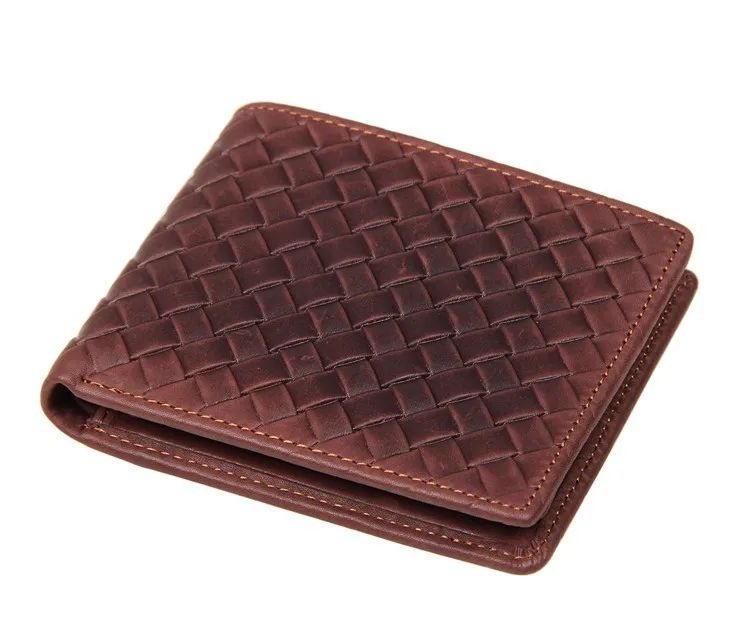 

8077C JMD Excellent Genuine Leather Bifold Men Brown Short Wallet Card Holder