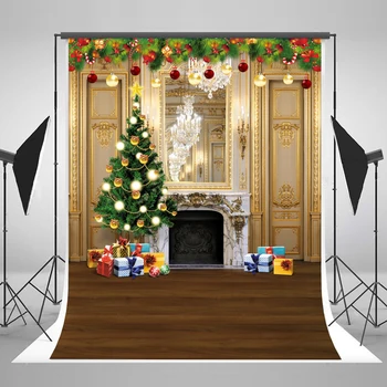 

Christmas Background 5x7Photography Background Polyester Fireplace European Style Birthday Party Studio Photo Gallery Background