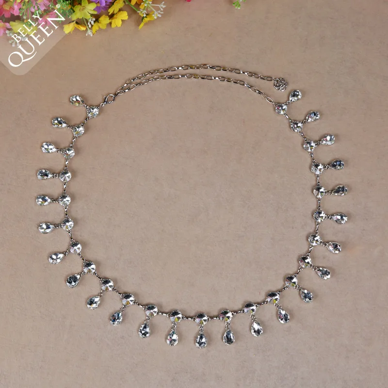 

Women Belly Dance Belt Pendants Crystal Rhinestone Skinny Waist Chain Belt Jewelry for Ladies Dress