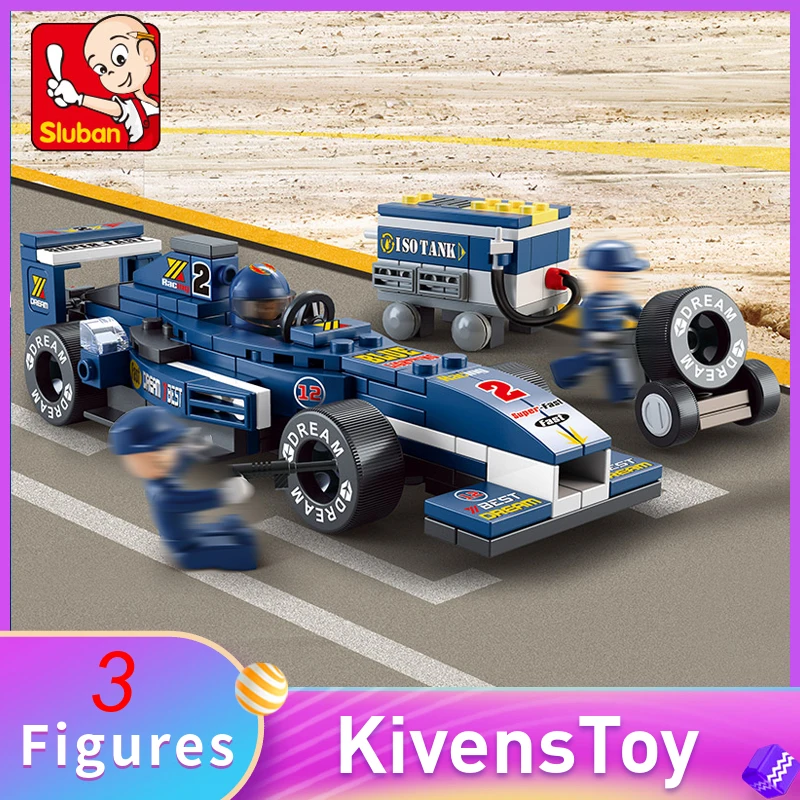 

IN STOCK City F1 Racing Car Model Sluban 0351 Combination Building Block Toys Bricks Toy Compatible with Lego MOC Technic 196pcs