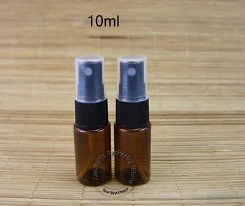 

100pcs/Lot Promotion Amber 10ml Plastic Spray Bottle Atomize 1/3OZ Perfume Small Cosmetic Container Refillable Portable Vial